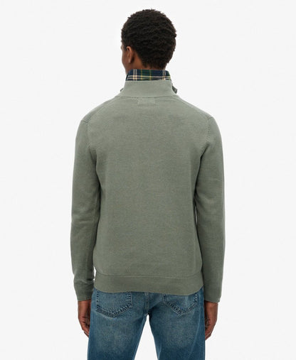 Essentials Cotton Half Zip Lily Pad Green