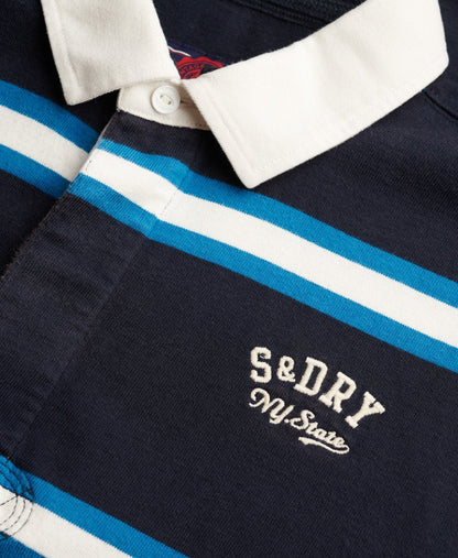 Vintage Athletic Stripe Rugby Shirt Navy