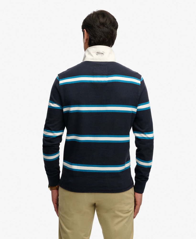 Vintage Athletic Stripe Rugby Shirt Navy