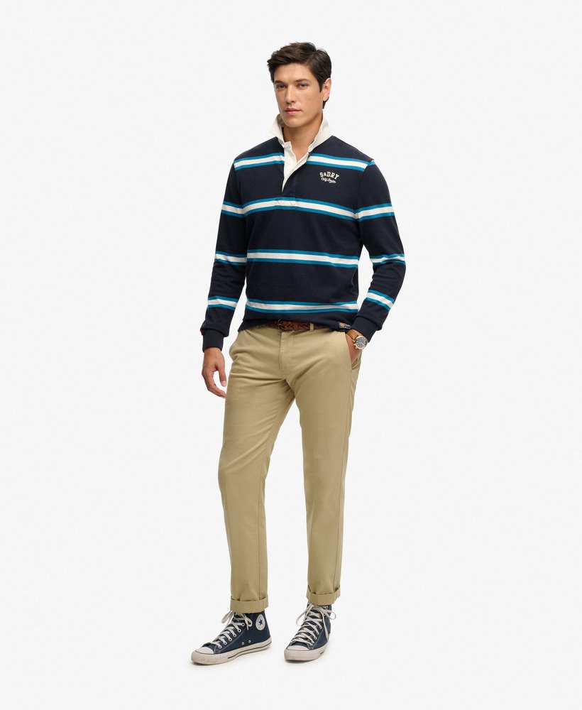 Vintage Athletic Stripe Rugby Shirt Navy