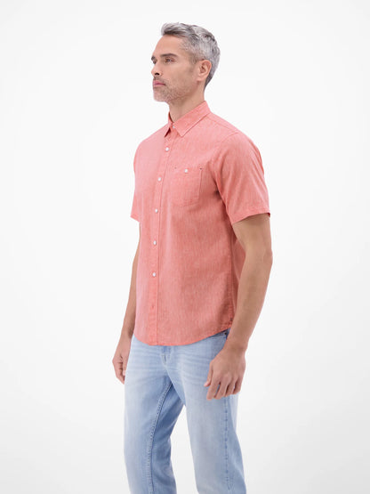 Lerros Cotton & Linen Blend SS Shirt - Vivid Red