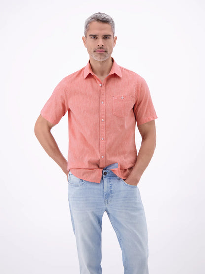 Lerros Cotton & Linen Blend SS Shirt - Vivid Red